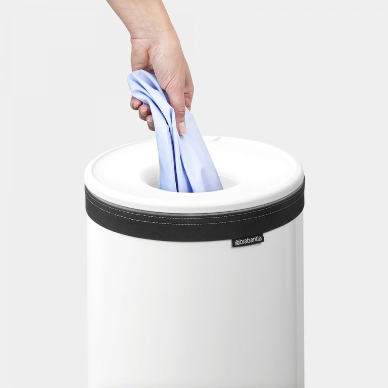 Laundry Bin, 35 litre, Plastic Lid - White-2524