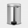 Pedal Bin newIcon, 5 litre, Soft Closing, Plastic Inner Bucket - Matt Steel Fingerprint Proof-0
