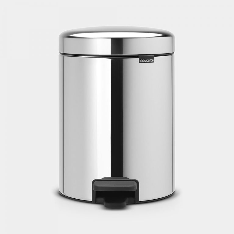 Pedal Bin newIcon, 5 litre, Soft Closing, Plastic Inner Bucket - Brilliant Steel-0
