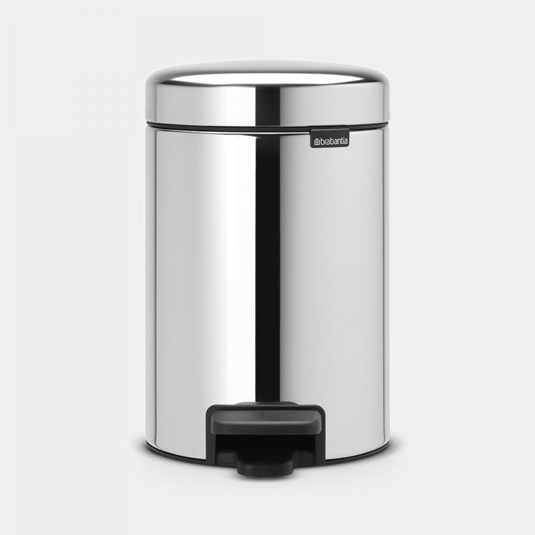 Pedal Bin newIcon, 3 litre, Soft Closing, Plastic Inner Bucket - Brilliant Steel-0