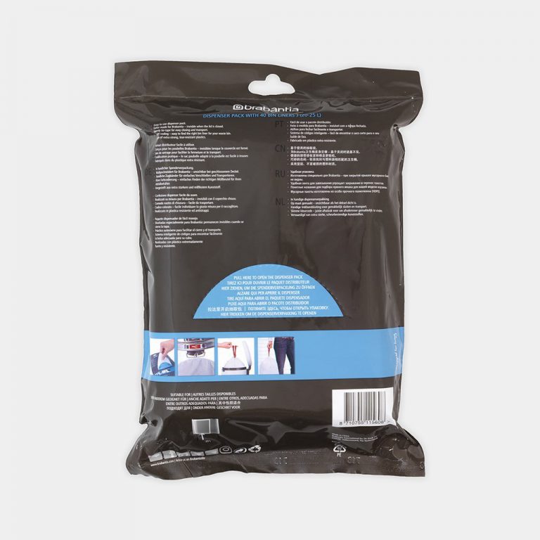 PerfectFit Bin Bags, Code J, 20-25 Litres, 40 Bags in Dispenser Pack - White-3683