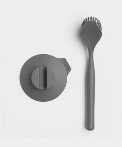 Dish Brush with Suction Cup Holder - Dark Grey-3869