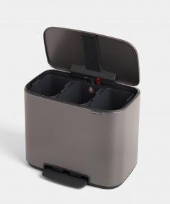 Bo Pedal Bin, with 3 Inner Buckets, 3 x 11 litres - Platinum-536
