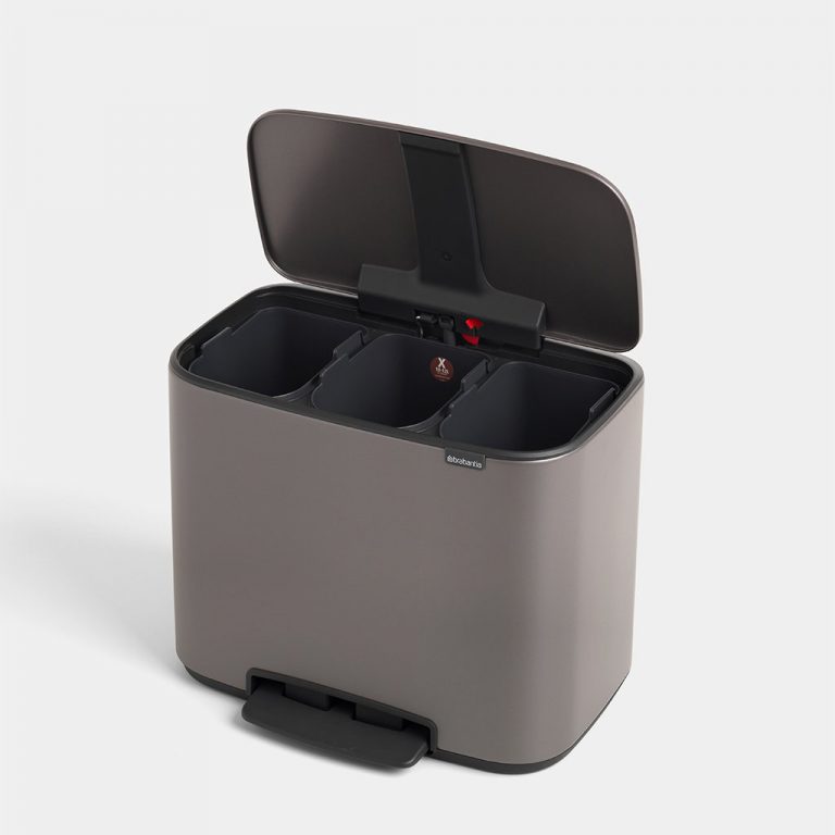 Bo Pedal Bin, with 3 Inner Buckets, 3 x 11 litres - Platinum-536