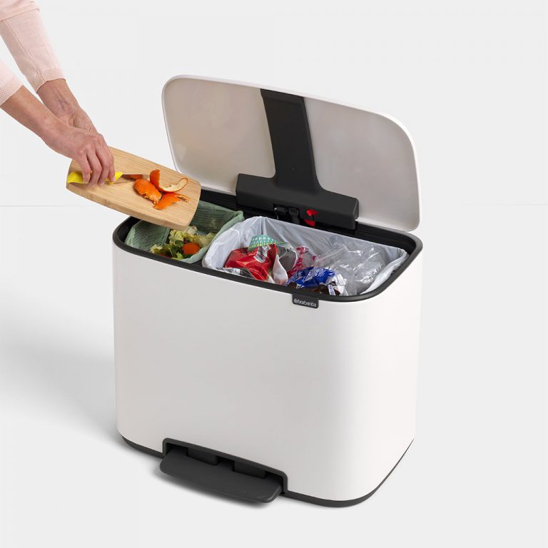 Bo Pedal Bin, with 2 Inner Buckets, 11 + 23 litres - White-556