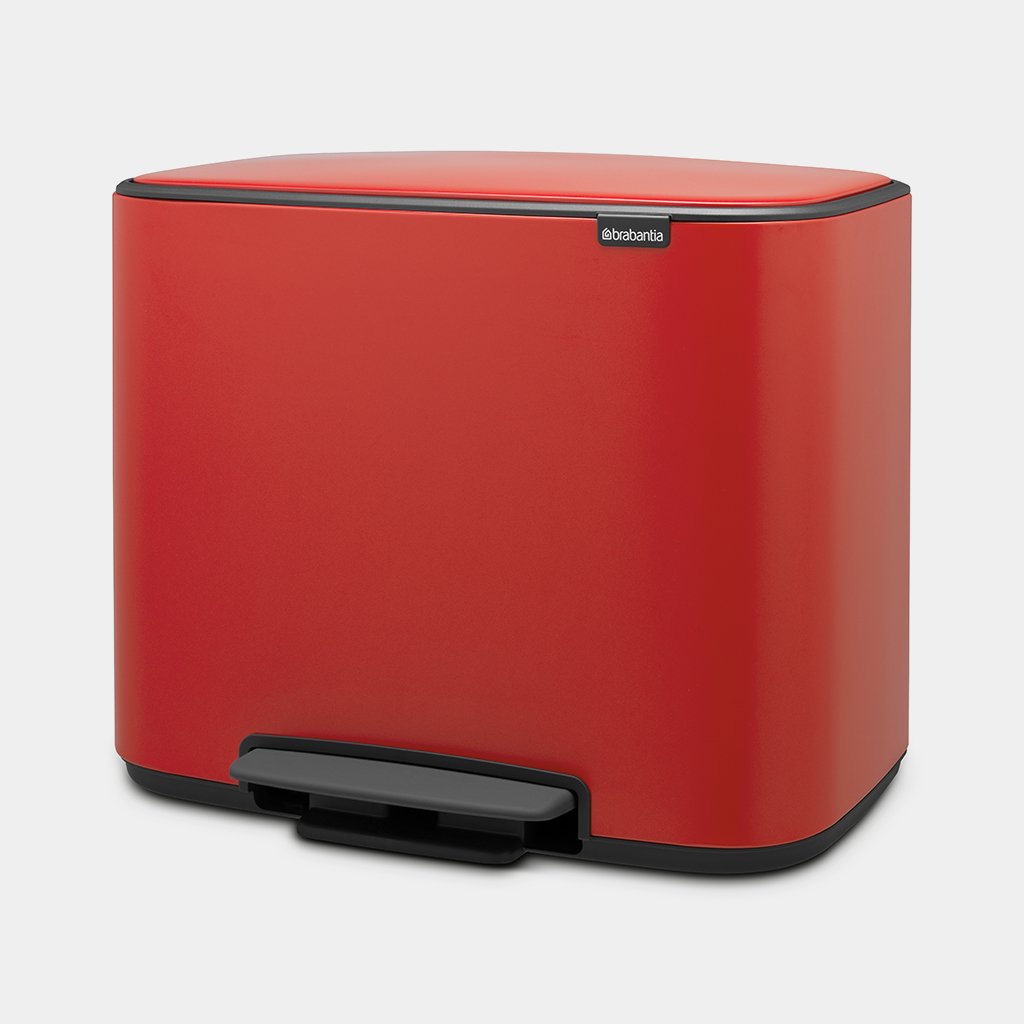 Bo Pedal Bin, with 2 Inner Buckets, 11 + 23 litres - Passion Red-558