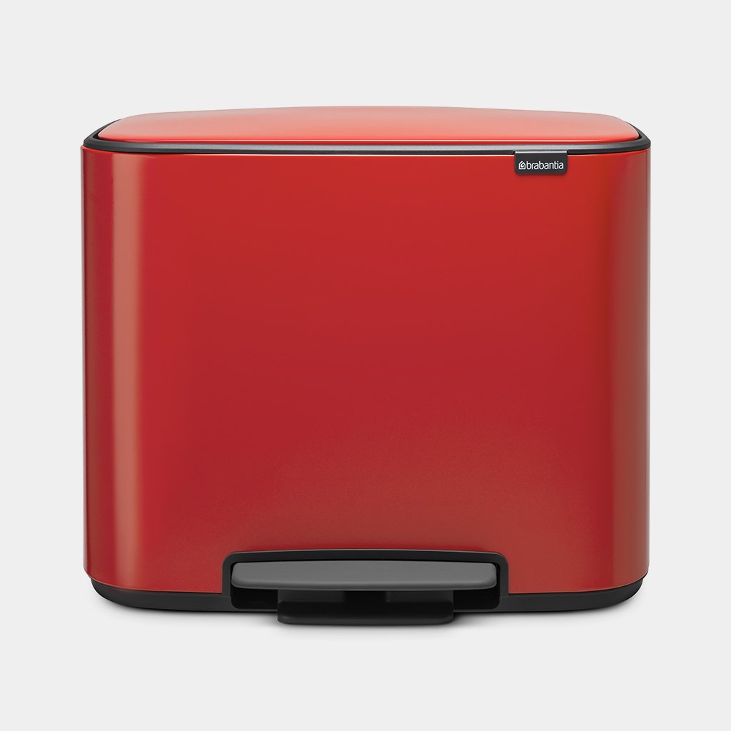 Bo Pedal Bin, with 2 Inner Buckets, 11 + 23 litres - Passion Red-0