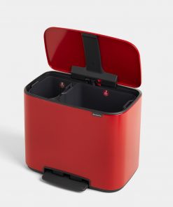 Bo Pedal Bin, with 2 Inner Buckets, 11 + 23 litres - Passion Red-561