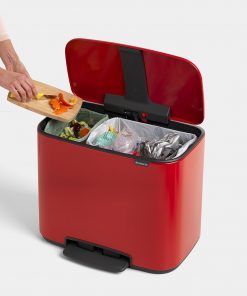 Bo Pedal Bin, with 2 Inner Buckets, 11 + 23 litres - Passion Red-562