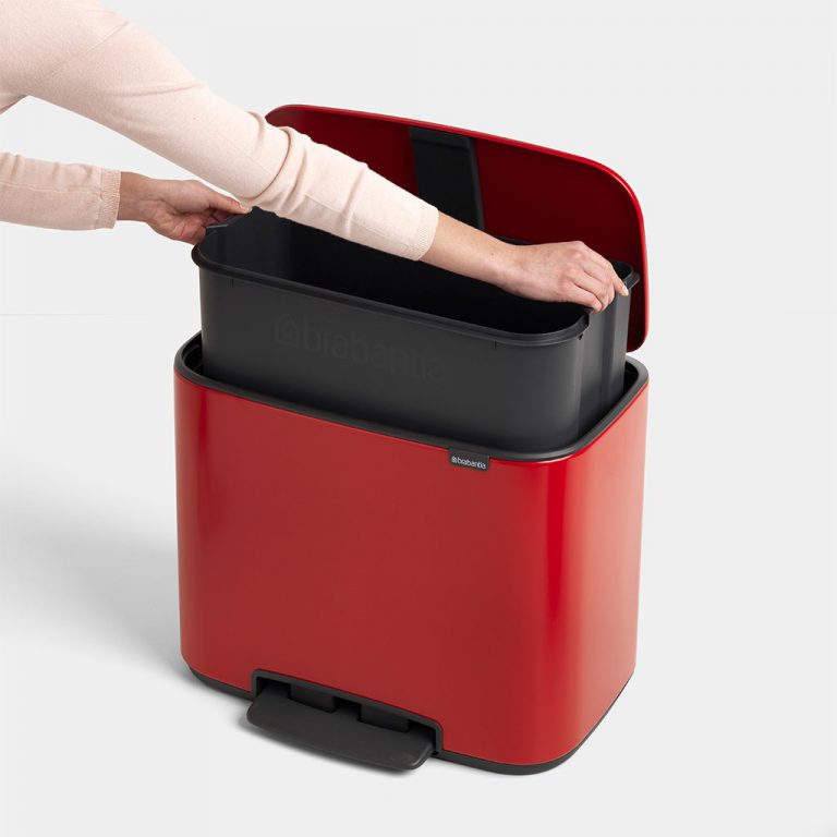 Bo Pedal Bin, with 1 Inner Bucket, 36 litres - Passion Red-597