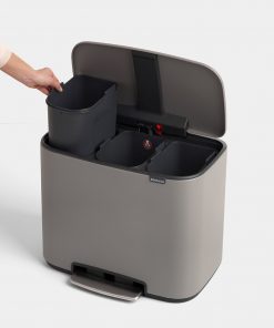 Bo Pedal Bin, with 3 Inner Buckets, 3 x 11 litres - Mineral Concrete Grey-633
