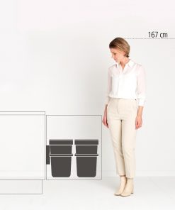 Sort & Go Built-in Bin, 2 x 16 litre - Mint / Grey-7906