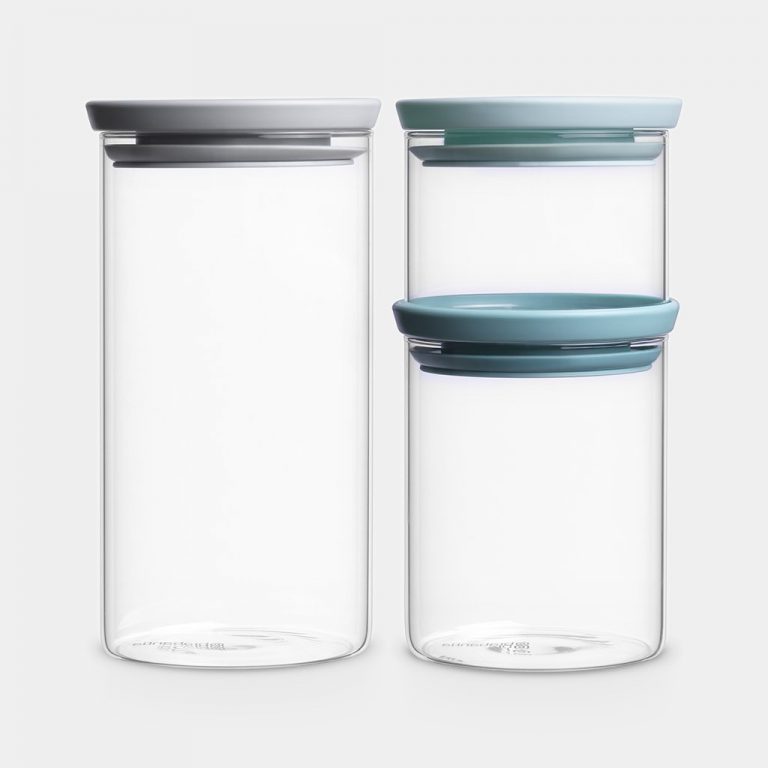 Set of 3 Stackable Glass Jars, 0.3, 0.6 and 1.1 litre - Mixed-0