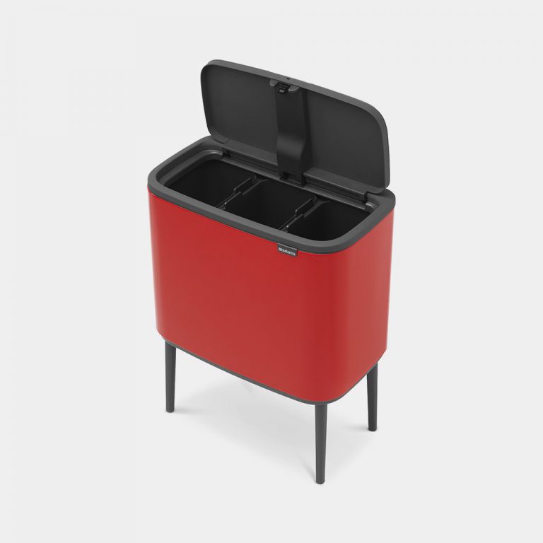 Bo Touch Bin, with 3 Inner Buckets, 3 x 11 litre - Passion Red-1792
