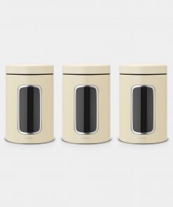 Window Canister Set of 3 Pieces, 1.4 litre - Almond-0