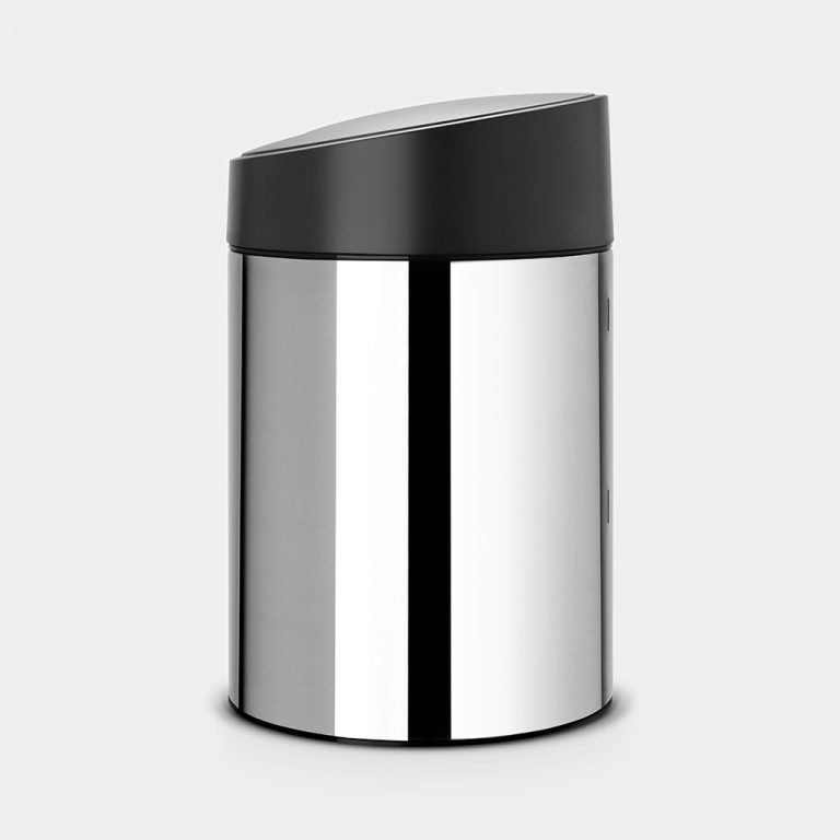 Slide Bin, 5 litre, Plastic Inner Bucket - Brilliant Steel-2373