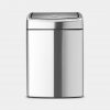 Touch Bin, 10 litre, Rectangular, Plastic Inner Bucket - Matt Steel Fingerprint Proof-0