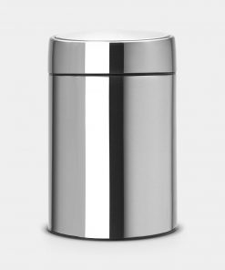 Slide Bin with Metal Lid, 5 litre, Plastic Inner Bucket - Matt Steel Fingerprint Proof-0