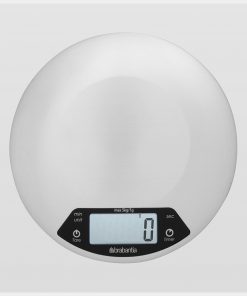Digital Kitchen Scales, Round, with Timer - Matt Steel-0