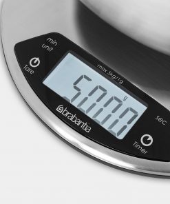 Digital Kitchen Scales, Round, with Timer - Matt Steel-2141
