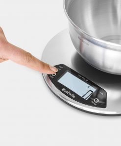Digital Kitchen Scales, Round, with Timer - Matt Steel-2145