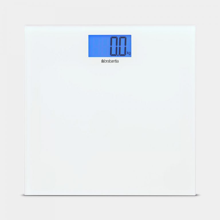 Digital Bathroom Scales, Battery Powered, Glass - White-0