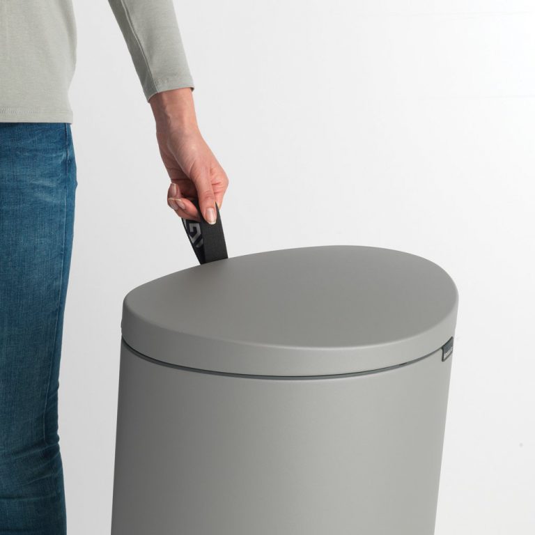 Pedal Bin FlatBack+, 40 litre, Soft Closing, Plastic Inner Bucket - Mineral Concrete Grey-753
