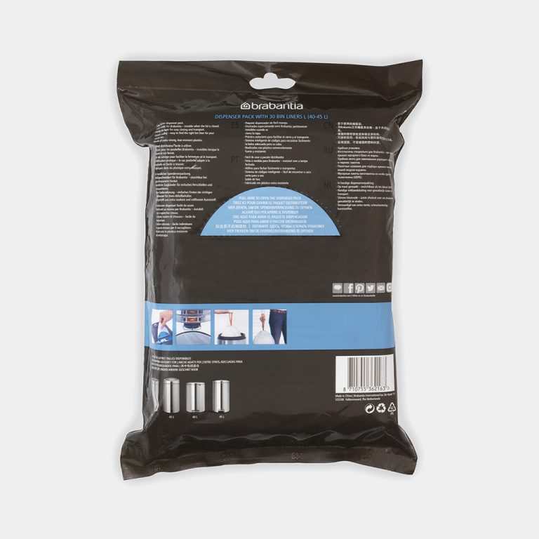 PerfectFit Bags, Dispenser Pack, Code L, 40-45 litre, 30 Bags - White-5135