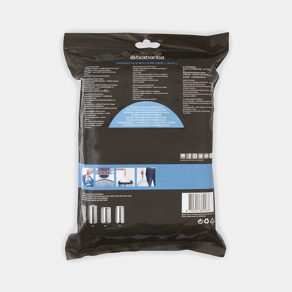 PerfectFit Bags, Dispenser Pack, Code L, 40-45 litre, 30 Bags - White-5135