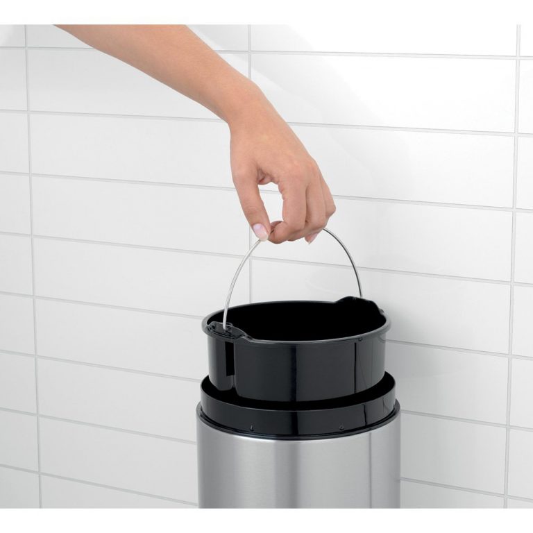 Slide Bin with Metal Lid, 5 litre, Plastic Inner Bucket - Brilliant Steel-2333