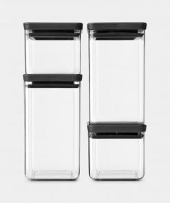 Square Canister, Set of 4, 2x 0,7 litre and 2 x 1,6 litre, TASTY+ - Dark Grey-0