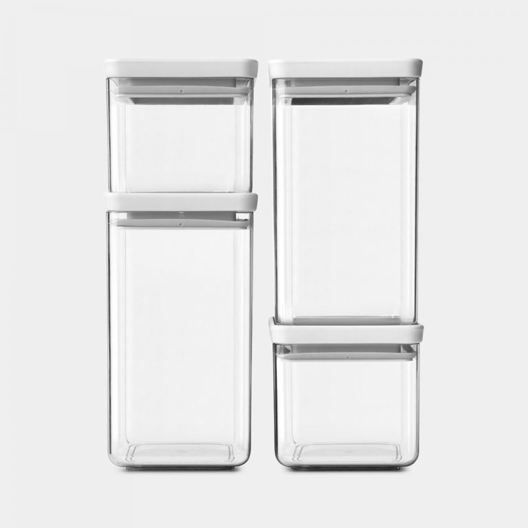 Square Canister, Set of 4, 2x 0,7 litre and 2 x 1,6 litre, TASTY+ - Light Grey-0
