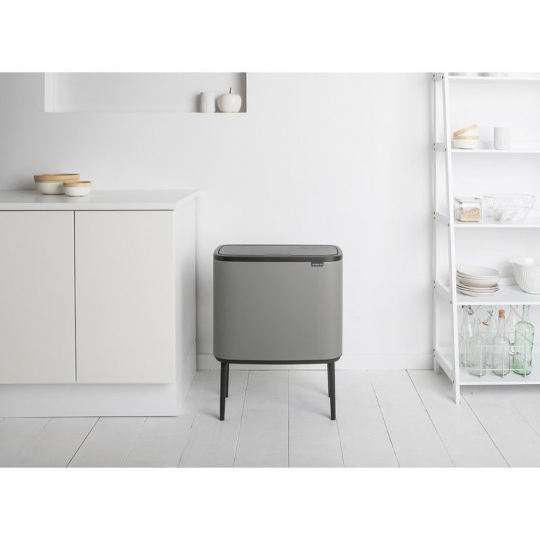 Bo Touch Bin, with 2 Inner Buckets, 11 + 23 litre - Mineral Concrete Grey-3443