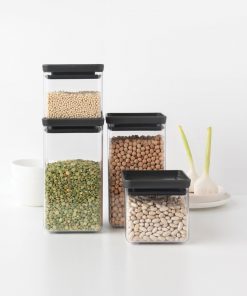 Square Canister, Set of 4, 2x 0,7 litre and 2 x 1,6 litre, TASTY+ - Dark Grey-2687