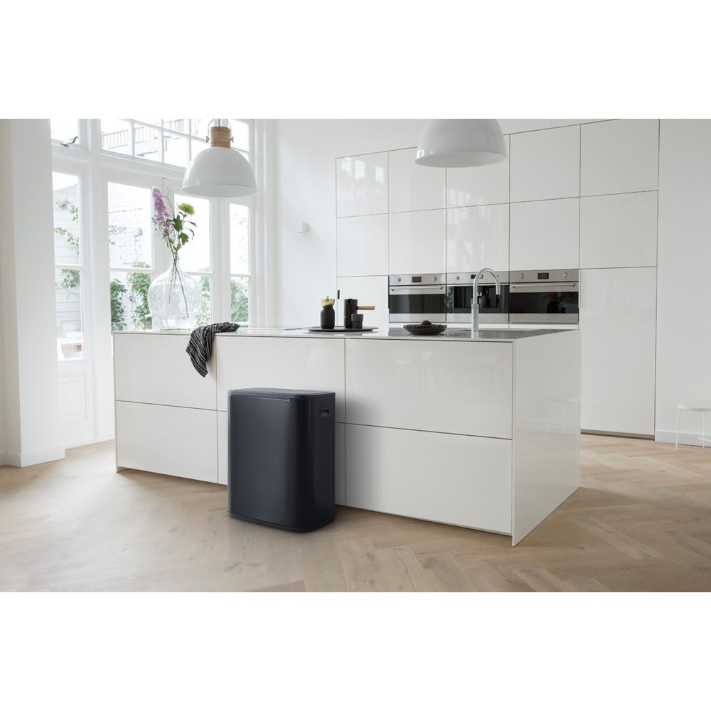 Brabantia Bo Touch Bin Hi Recycling 2x30 Litres Matt Black Indoor Recycling Bins Home Kitchen Cimmra Com