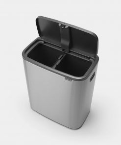 Bo Touch Bin, with 2 Inner Buckets, 2 x 30 litres - Matt Steel Fingerprint Proof-1176