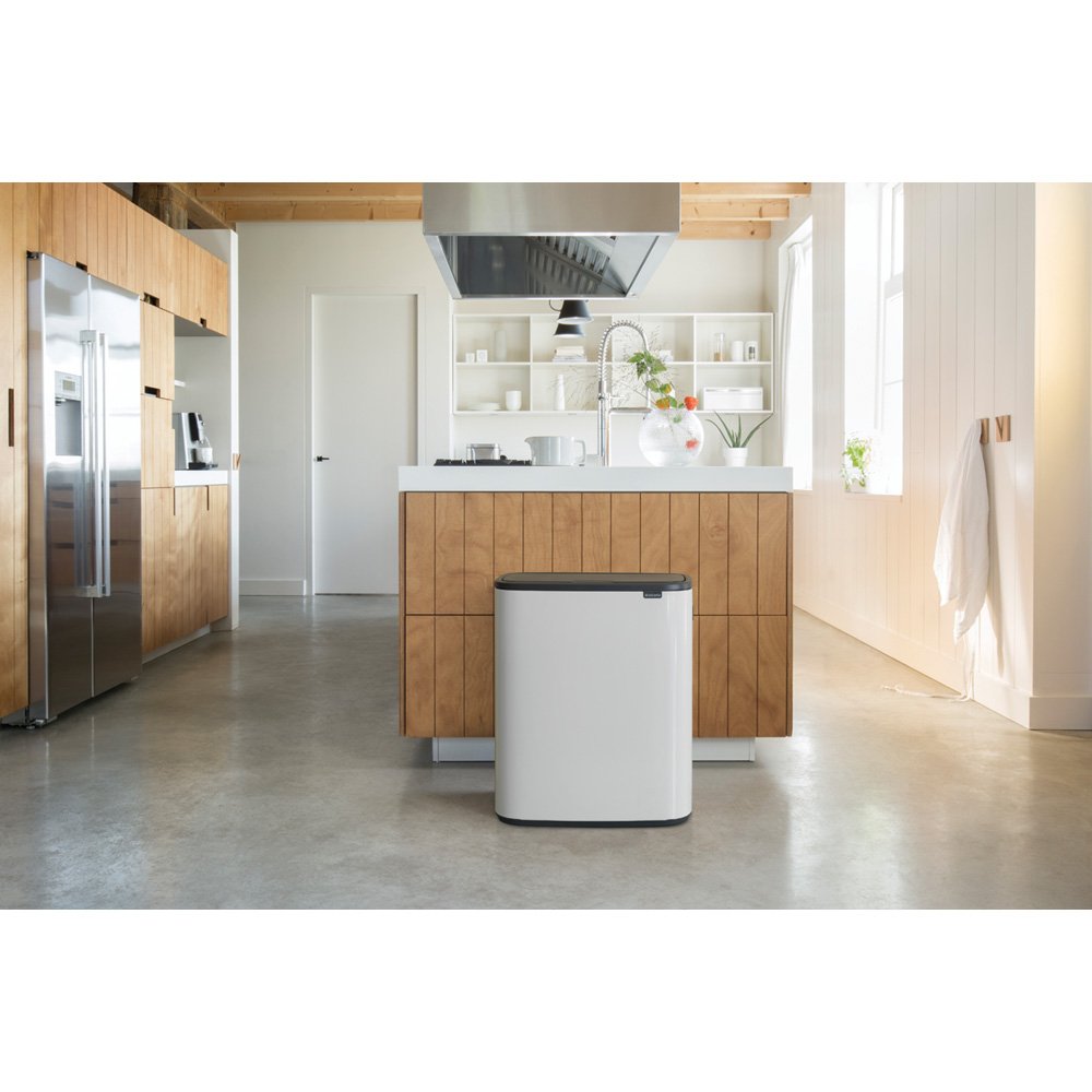 Bo Touch Bin, with 2 Inner Buckets, 2 x 30 litres - White-1155