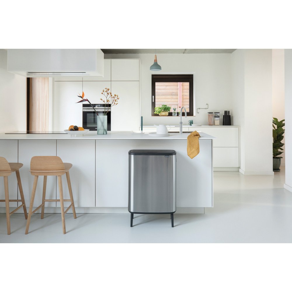 Bo Touch Bin Hi, with 2 Inner Buckets, 2 x 30 Litres - Matt Steel Fingerprint Proof-3515