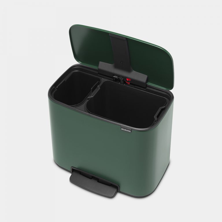 Bo Pedal Bin, with 2 Inner Buckets, 11 + 23 litres - Pine Green-5757