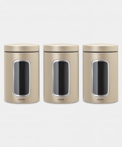 Window Canister Set of 3 Pieces, 1.4 litre - Champagne-0
