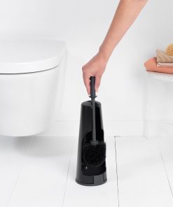 ReNew Toilet Accessory Set - toilet brush and holder, toilet roll holder and toilet roll dispenser - Matt Black-6817