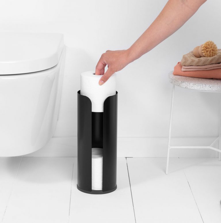 ReNew Toilet Accessory Set - toilet brush and holder, toilet roll holder and toilet roll dispenser - Matt Black-6820