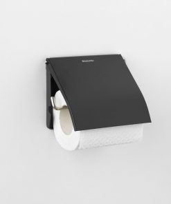 ReNew Toilet Accessory Set - toilet brush and holder, toilet roll holder and toilet roll dispenser - Matt Black-6821