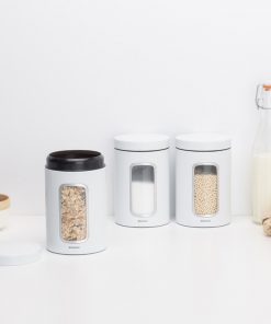 Window Canister Set of 3 Pieces, 1.4 litre - White-6007