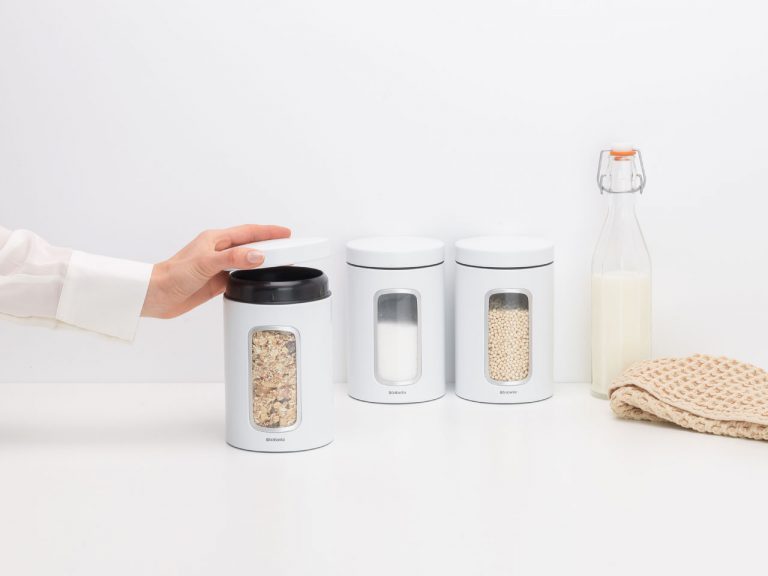 Window Canister Set of 3 Pieces, 1.4 litre - White-7161