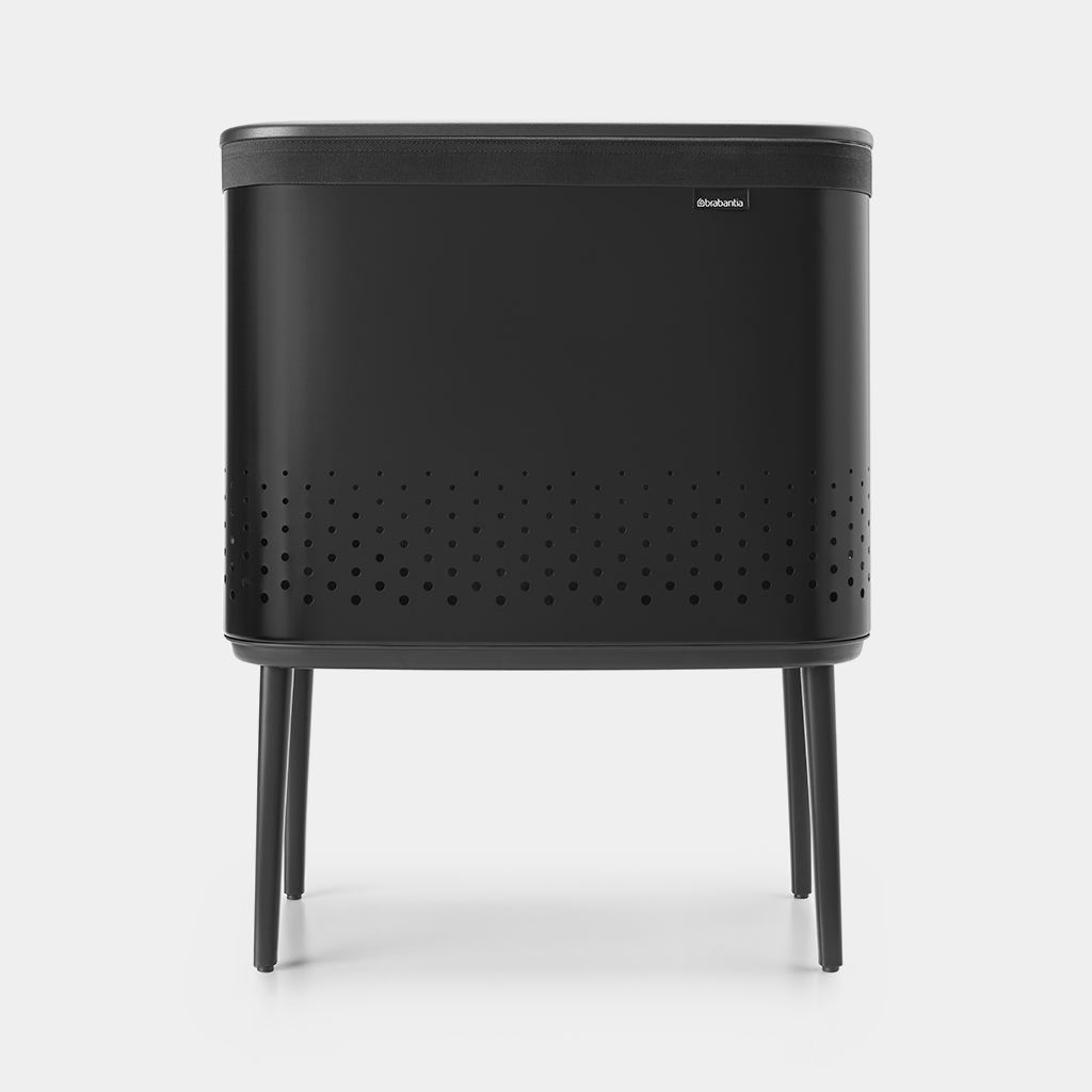 Bo Laundry Bin, 60 litre, Plastic Lid - Matt Black-0